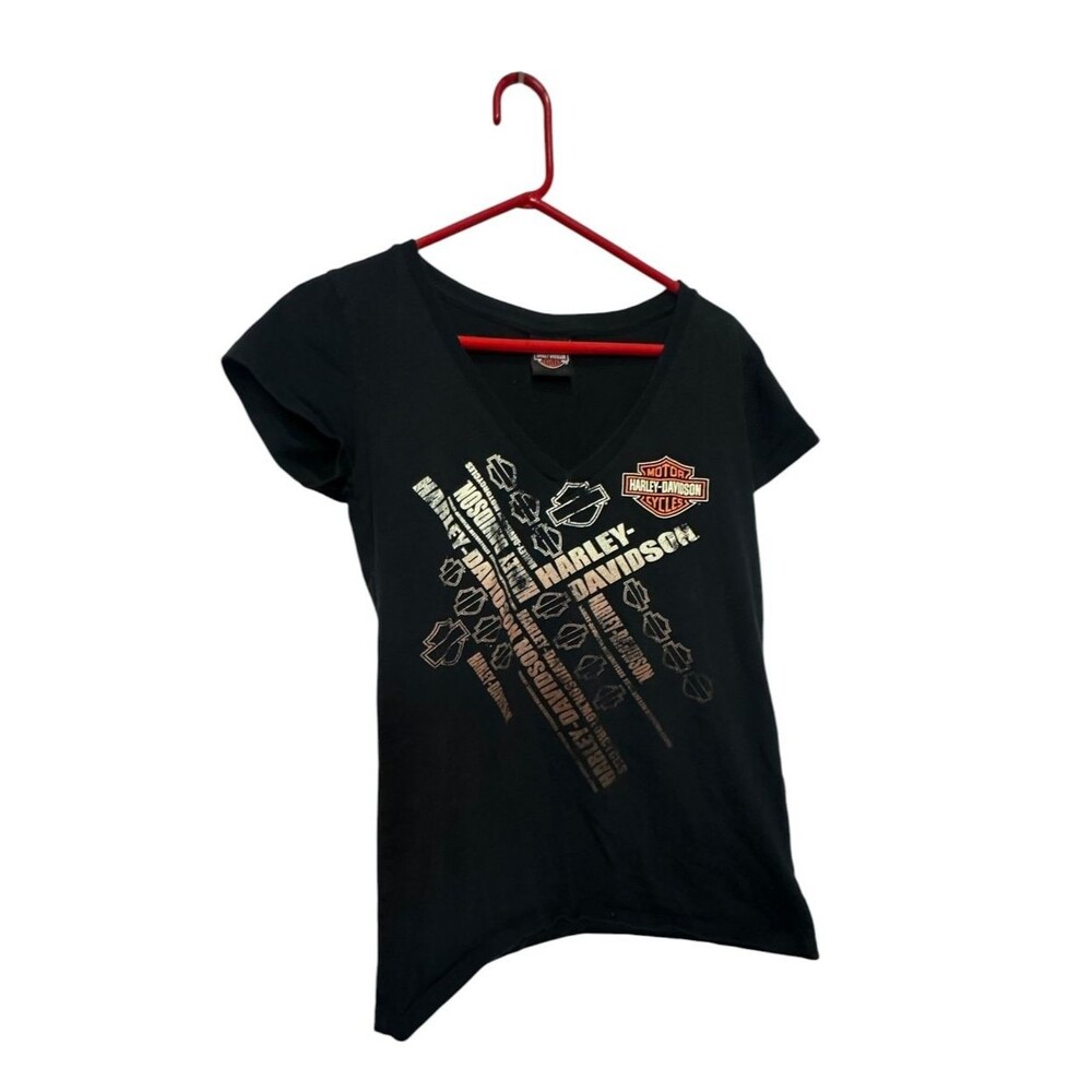 Harley Davidson Womens Size Small V Neck Black T Shirt Silverdale WA Legend Logo